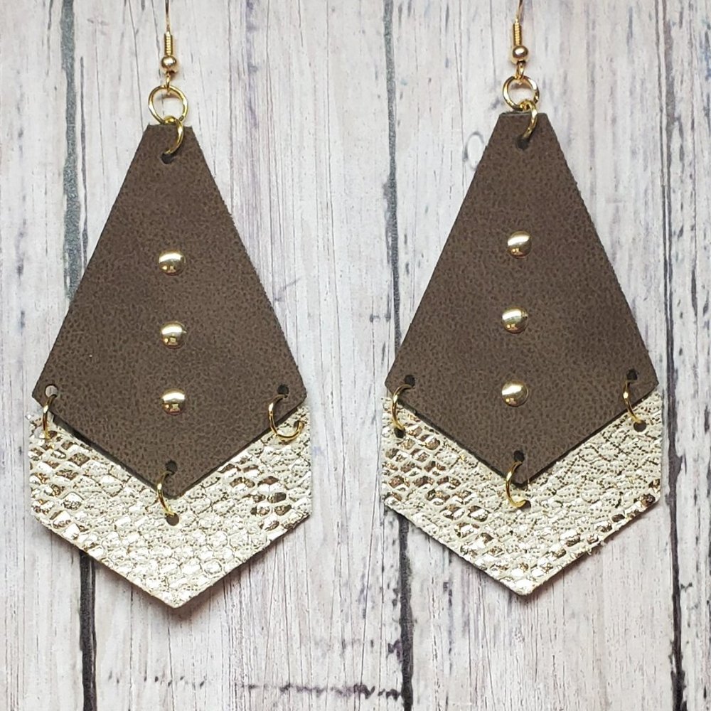 2-color Faux Leather Earrings